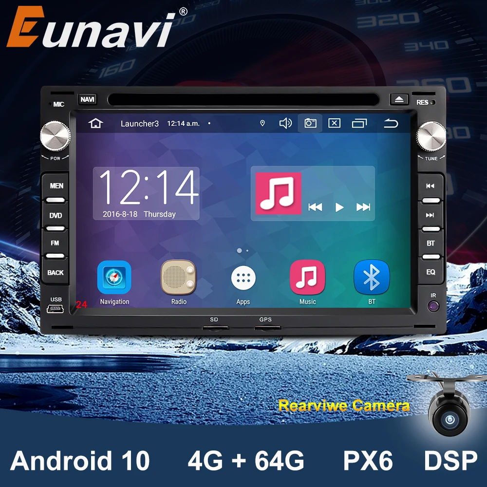 Автомагнитола Eunavi 2 Din Android 10 DVD мультимедийный плеер GPS для VW Volkswagen PASSAT B5 MK4 MK5 JETTA BORA