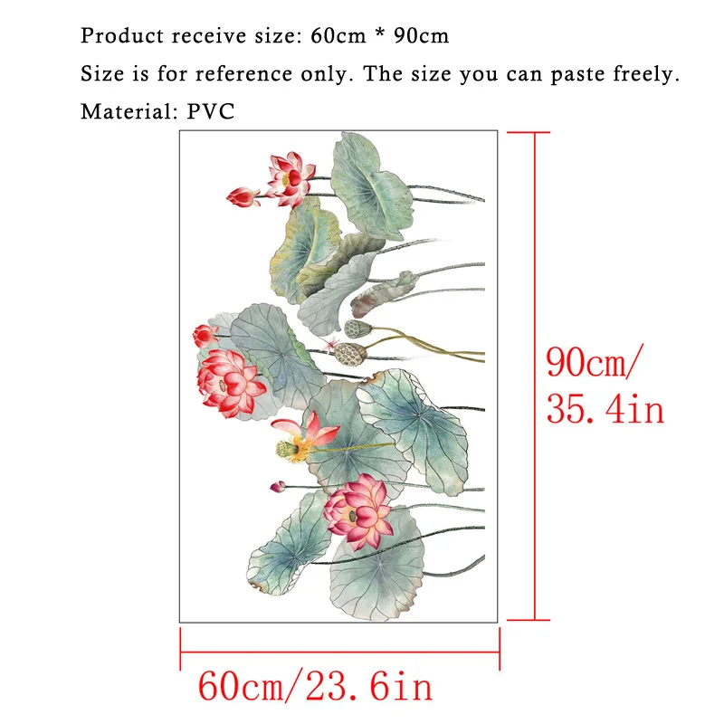 

Retro Ink Lotus Wall Stickers Flowers Home Living Room Decor Teen Aesthetic Posters on The Wall Poster Art 3d Decals Home Decor