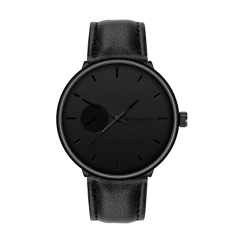 

Fashionable casual Simple Geometric Round Men's Hand Table Business Casual Single Calendar Belt Мужские кварцевые часы relojes