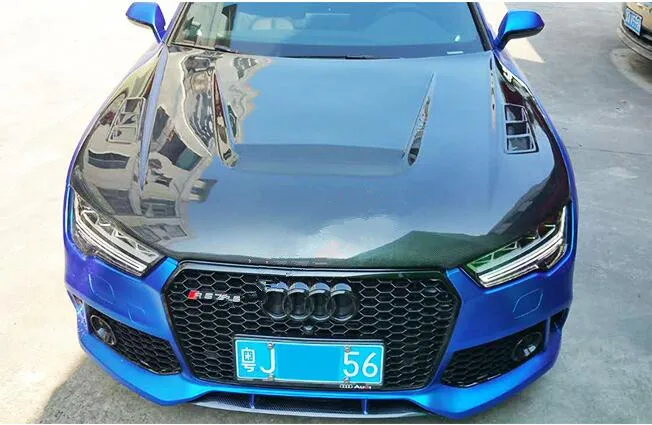 A7 S7 RS7 Настоящее углеродное волокно передний бампер автомобиля капоты двигателя