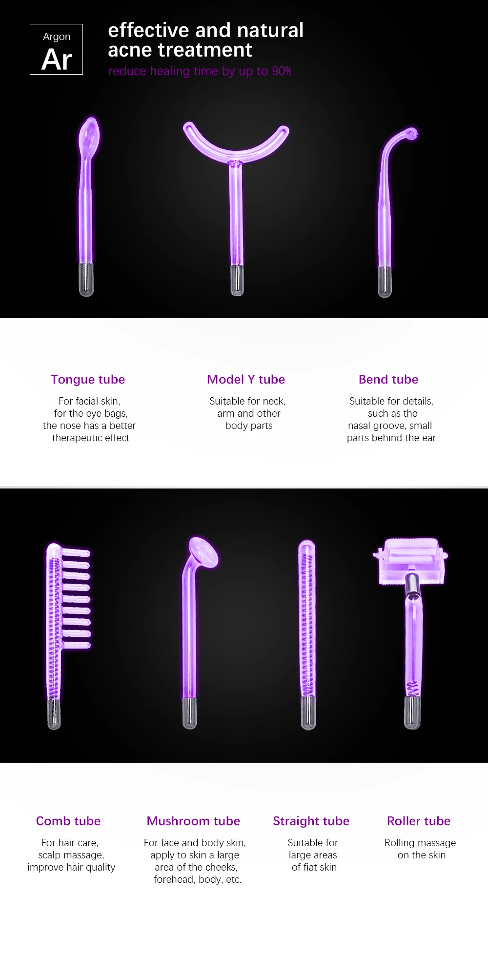 Beauty Star 7в1 высокочастотный аппарат для лица электрод стеклянная трубка палочка для удаления акне высокочастотный Спа Уход за кожей лица