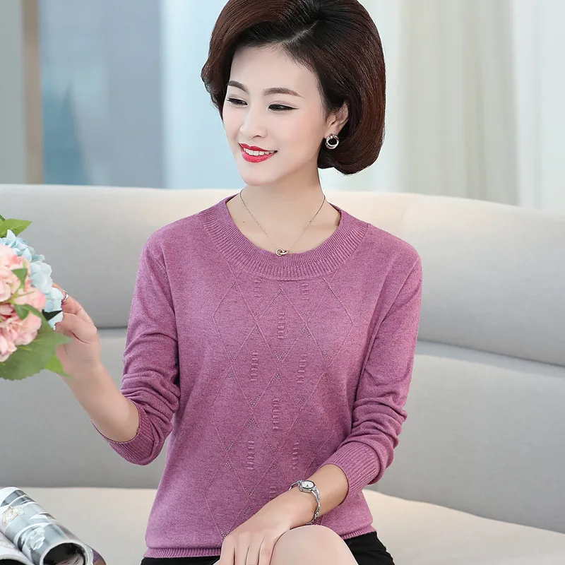 Осень 2020 Новые свитера для женщин среднего возраста пуловеры размера плюс с