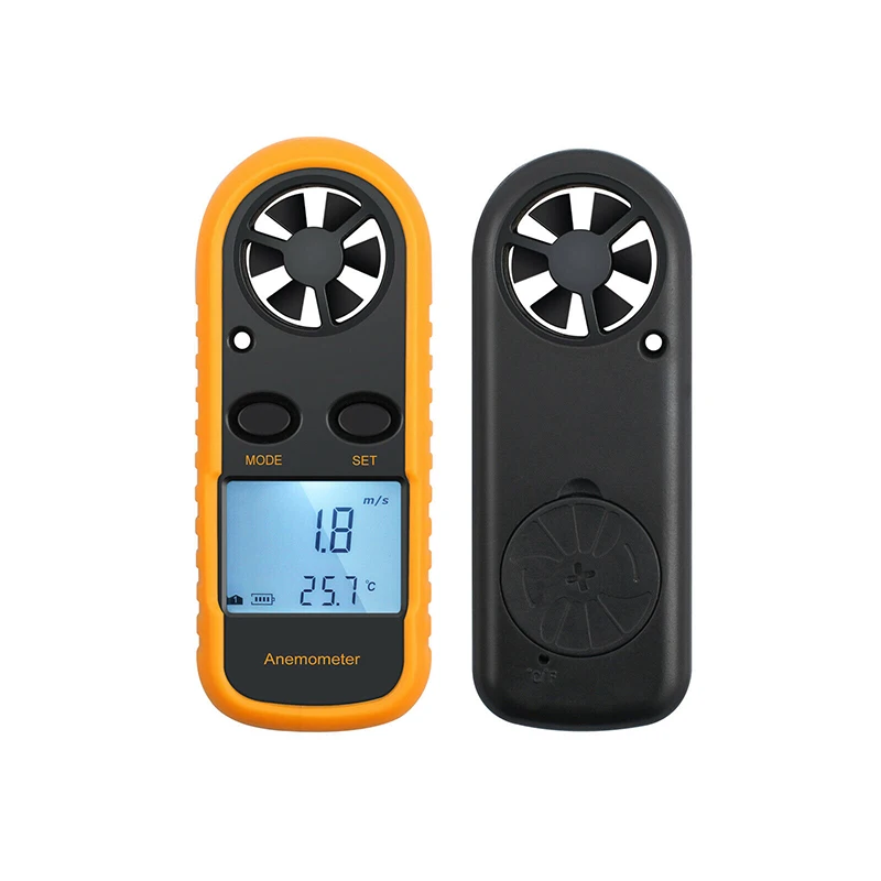 

Ручной измеритель скорости ветра, 1 шт., измеритель температуры, воздушного потока с ЖК-дисплеем, анемометр, термометр с батареей