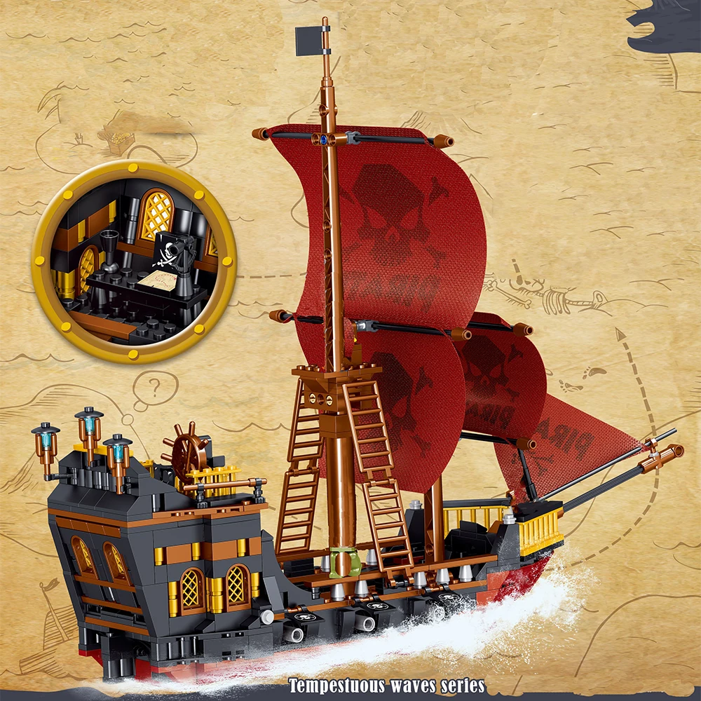 

Ideas Series Pirate Ship Pirates Figures Boat Ideas Adventure Sailboat Building Blocks Creator Expert Sets Bricks Toys Kids Gift