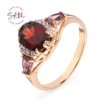 skm classic garnet rings for women 14k rose gold vintage luxury engagement wedding rings designer luxury fine jewelry