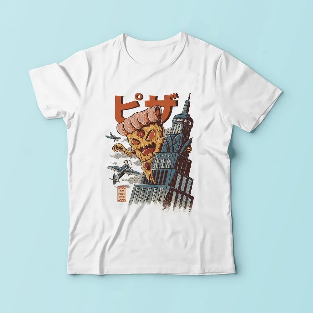Япония Аниме пицца Конг забавная футболка Homme Jollypeach брендовая новая белая
