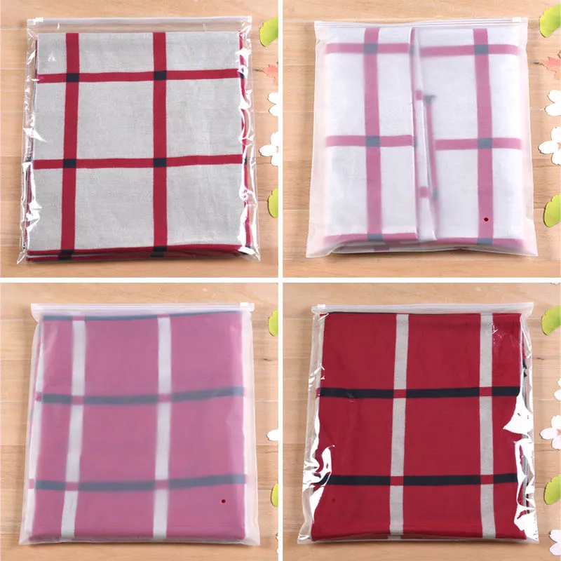 

200PCS Custom Free Print Logo Frosted+transparent Plastic Bag Apparel Reusable Ziplock Bag sockes Towel T-Shirt Clothes Bags