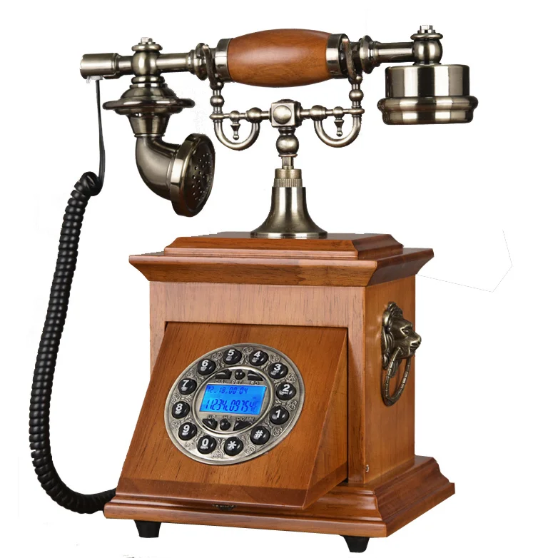 retro fixed telephone wired family solid wood old man button hotel office metal call antique fixed telephone with cord cn ce free global shipping