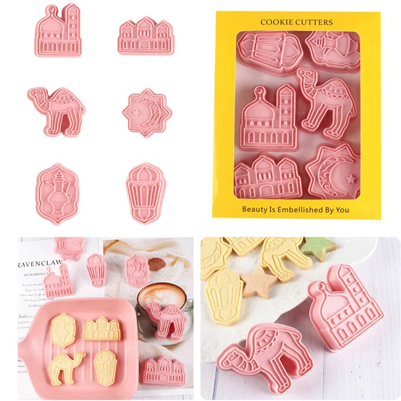 

6pcs/set Eid Mubarak Ramadan Decoration Soft Latex Biscuit Mould Camel Reusable Safety Insulation Mold Ramadan Eid Decorations