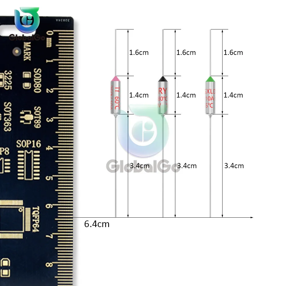 10 шт./лот TF RY Термальность предохранитель 10A 250V Температура 60C 65C 85C 90C 95C 100C 120C 121C 125C