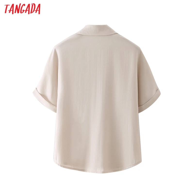 

Tangada Spring Women Solid Shirt Blouse Shirt Sleeve Chic Female Office Lady Shirt Blusas Femininas DA63