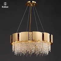 kobuc postmodern gold crystal stainless steel pendant lights e14 living room bedroom pendant light suspension luminaire 6080cm