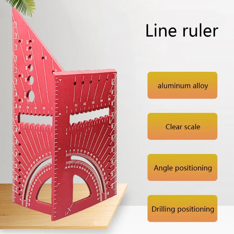 

Aluminum Alloy Carpenter Square Measure Ruler 3D Mitre Angle Measuring 45 90 Degree Angle Ruler Punctuation Marking Gauge G8TB