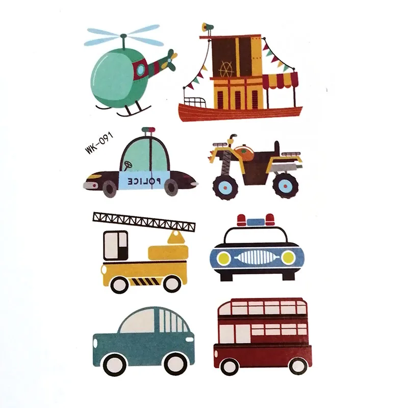 Мультфильм автомобиль самолет Временные татуировки Поддельные стикер Дети лицо