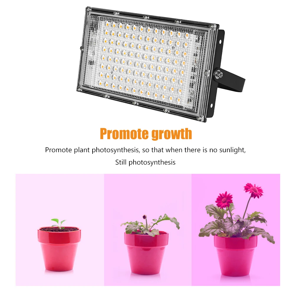 

1pcs LED Grow Light Phyto Lamp 220V 50W LED Full Spectrum Floodlight Indoor Outdoor Greenhouse Plant Hydroponic Plant Spotlight