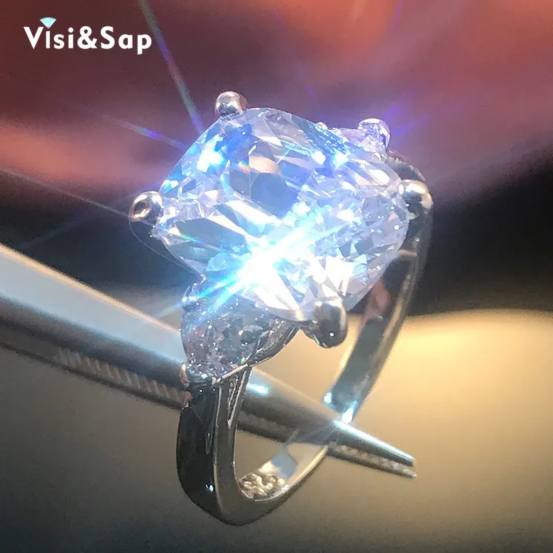 Visisap роскошный огромная Подушка Cut 10*12 мм циркон женские обручальное кольцо