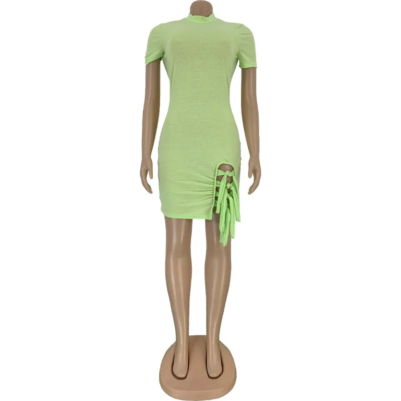 

New Summer Women Dress Sexy Split Bow Tight Bodycon Dress