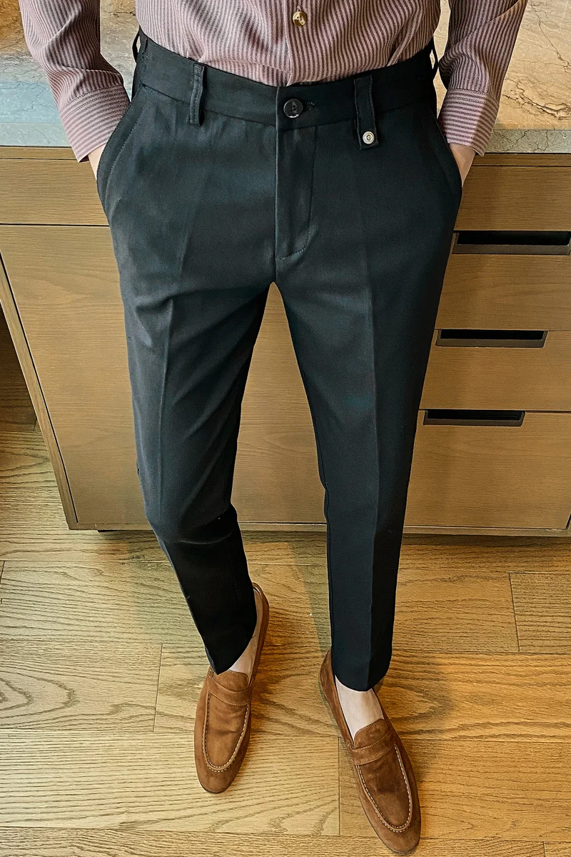 

Solid 2021 classic Men's Business Dress Pants Casual Slim Fit Formal Pants for Men Wedding Streetwear Office Social Trousers