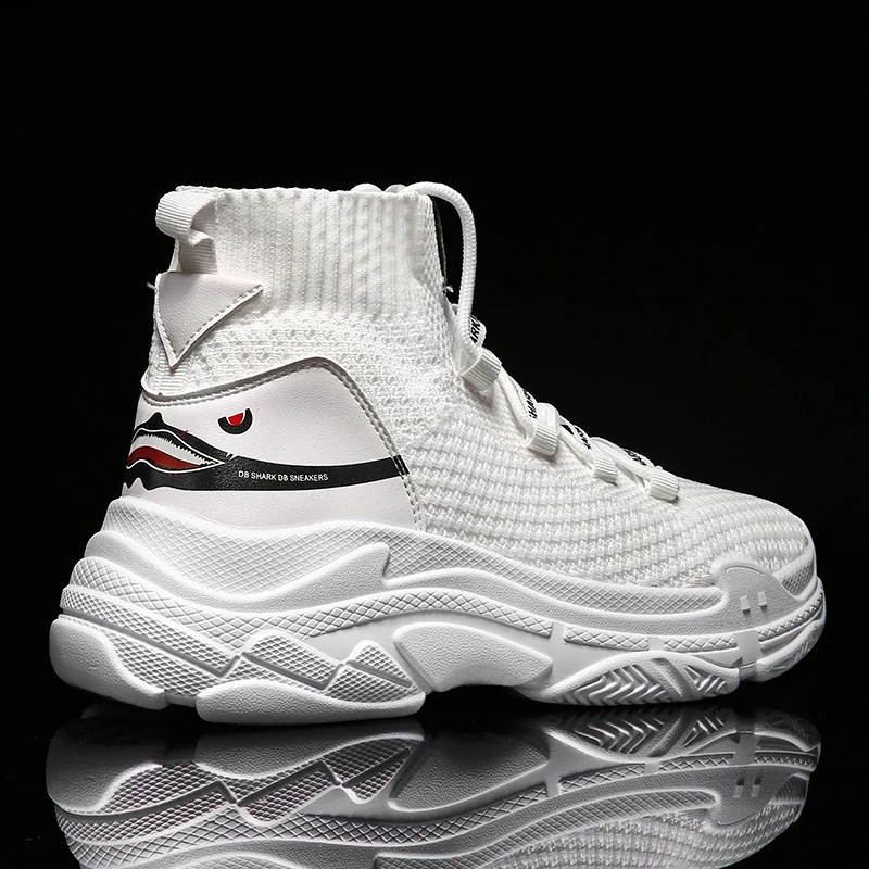 Кроссовки высокие в стиле унисекс дышащие вязаные на платформе для мужчин и