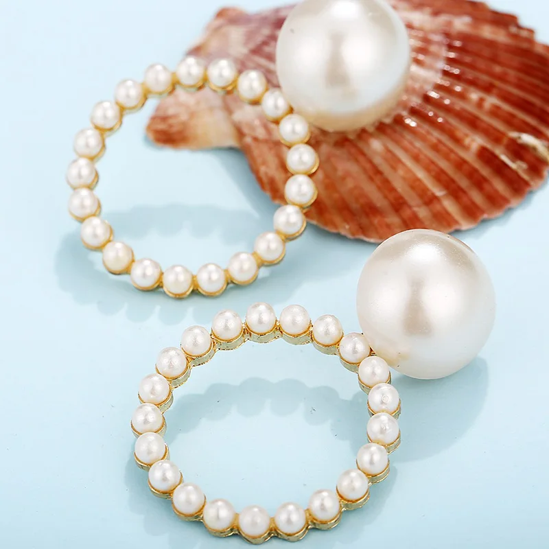 Trendy Elegant Simulated Pearls Long Dangle Earrings For Women Jewelry Pearls String Statement Drop Earrings Wedding Party Gift