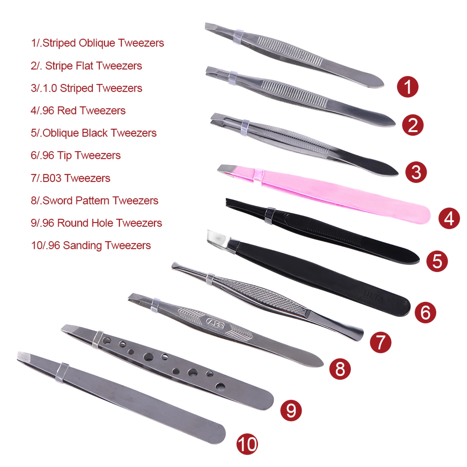 10 шт. Профессиональный пинцет для бровей из нержавеющей стали наращивания ресниц