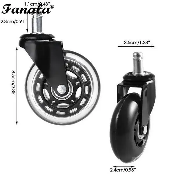 5 шт. мебельные колеса ролик офисного кресла 3 дюймов Вращающийся резиновый