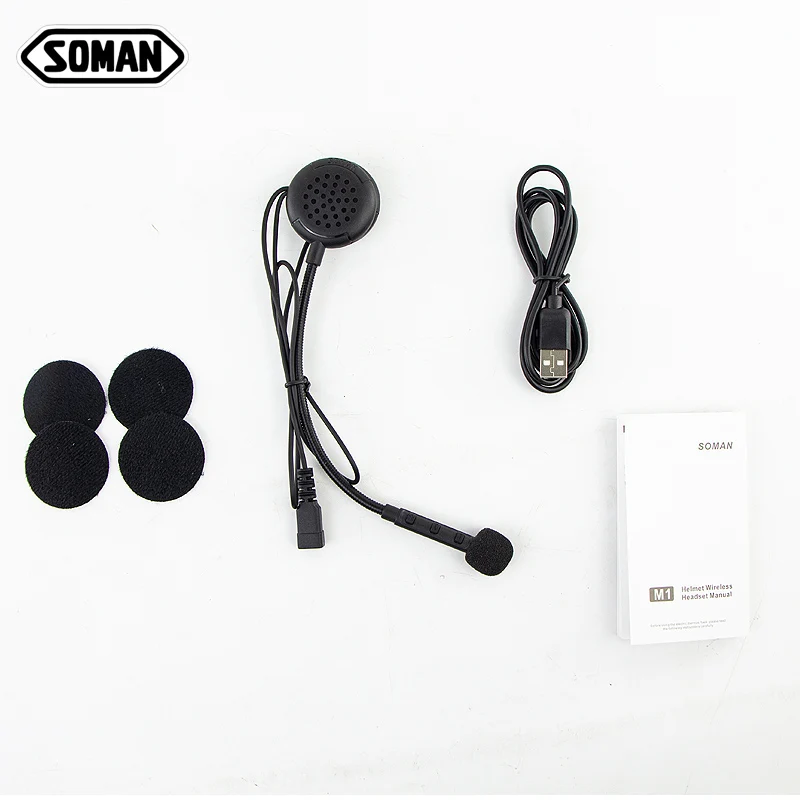 Гарнитура для мотоциклетного шлема SOMAN универсальная Водонепроницаемая Bluetooth