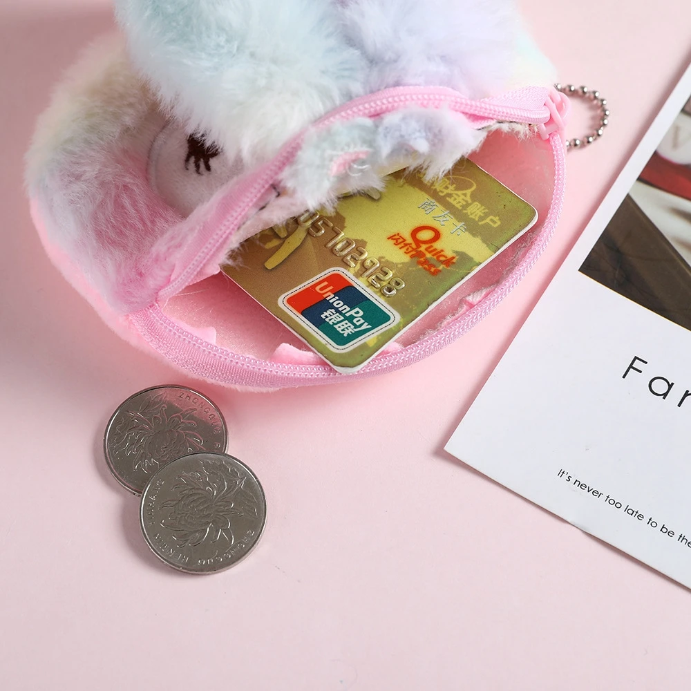 

1PC Cartoon Plush Fluffy Rabbit Coin Purse Girl Clutch Bag Zipper Wallet Kids Coin Bag Key Earphone Organizer Fashion Mini Pouch