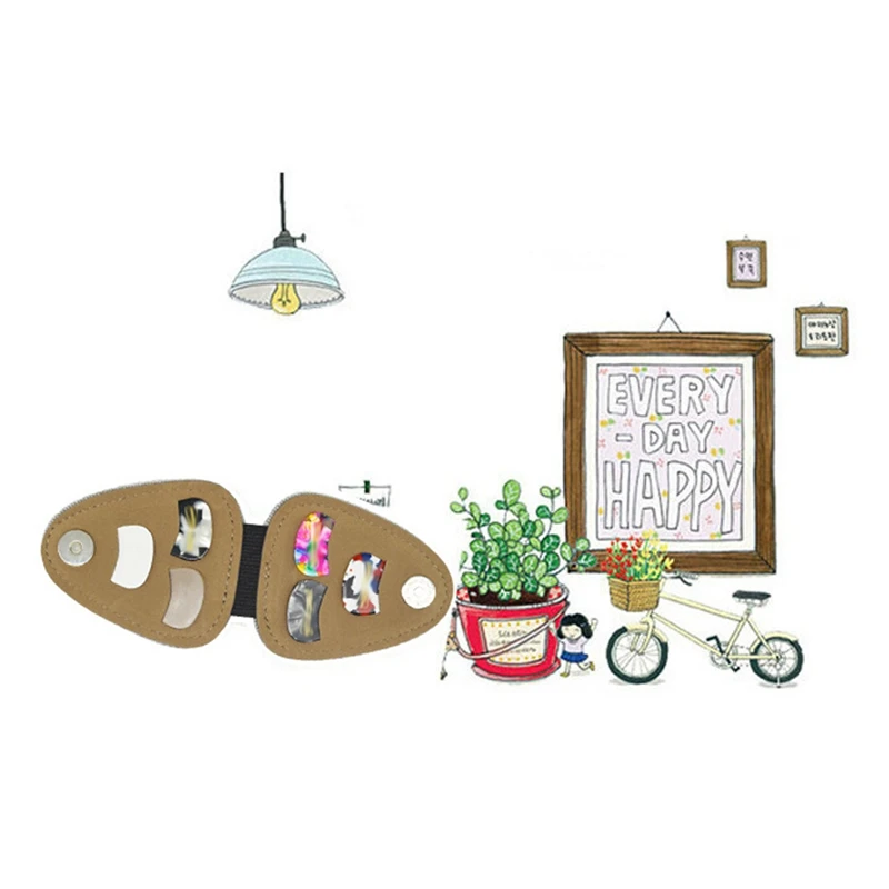 

Guitar Picks Holder Case for Guitar Variety Pack Picks Box PU Leather Guitar Plectrums Bag Comes with 6 Guitar Picks