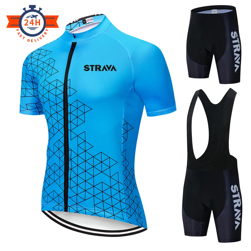 

Pro Short Sleeve Cycling Set 2021 STRAVA MTB Sports Bicycle Wear 4 Colors Bike Uniform Summer Breathable Cycling Clothes For Men