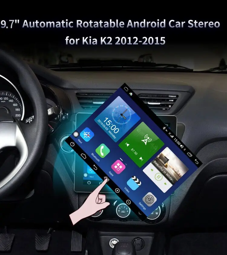 Автомагнитола для Kia Rio/K2 2012- автомобильный Android мультимедийный плеер без DVD 1 din 4G+ 64G автоматический поворотный экран автомобильный стерео gps
