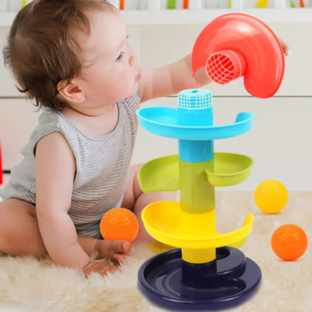 Rolling Ball Pile Tower Puzzle Baby Rattle Toy Rotating Track Educational NewbornToy Bildungs Spielzeug Geschenke