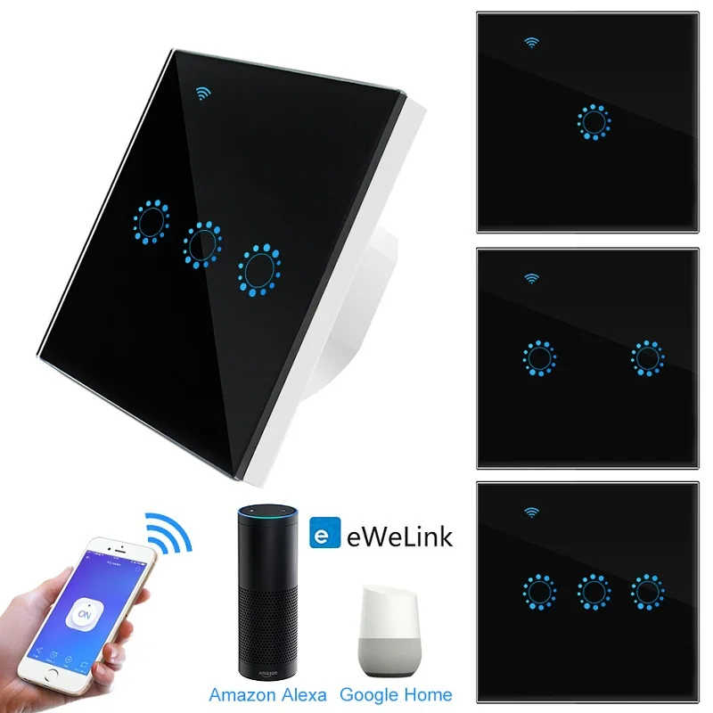 

220V EU Standard WIFI Smart Switch LED Light Wall Touch Switch 1 2 3 gang Lamp Bulb APP Remote Control Intelligent Timing Switch
