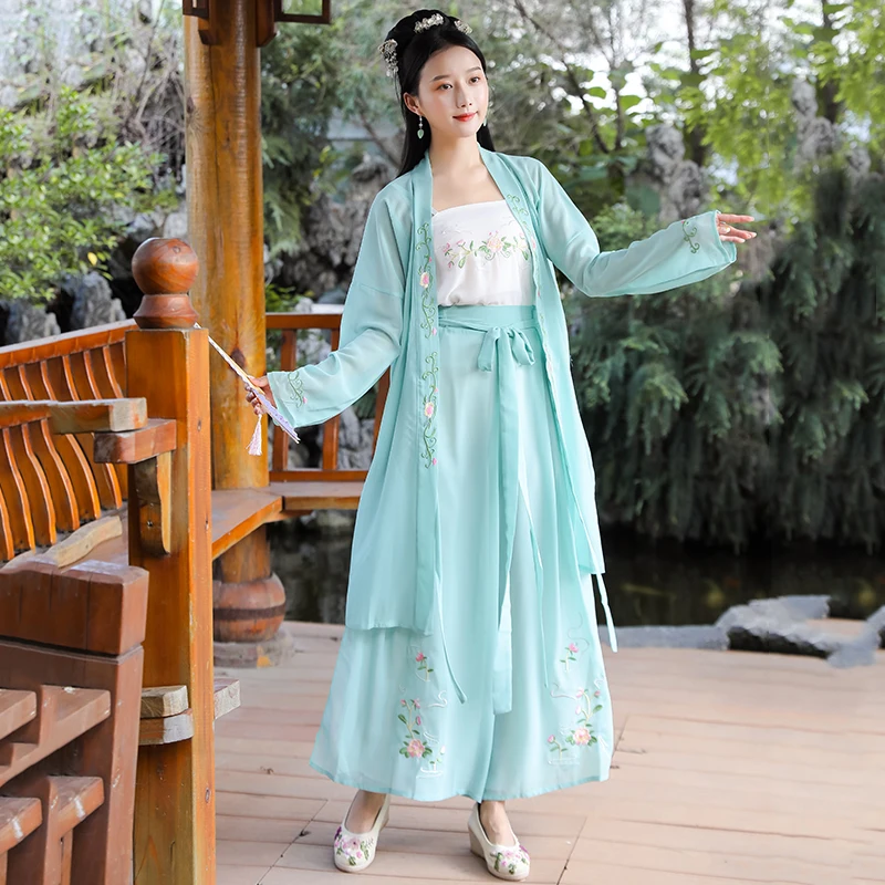 

Song pants female hanfu BeiZi piece short song modified elastic waist pants three-piece summer spot hanfu