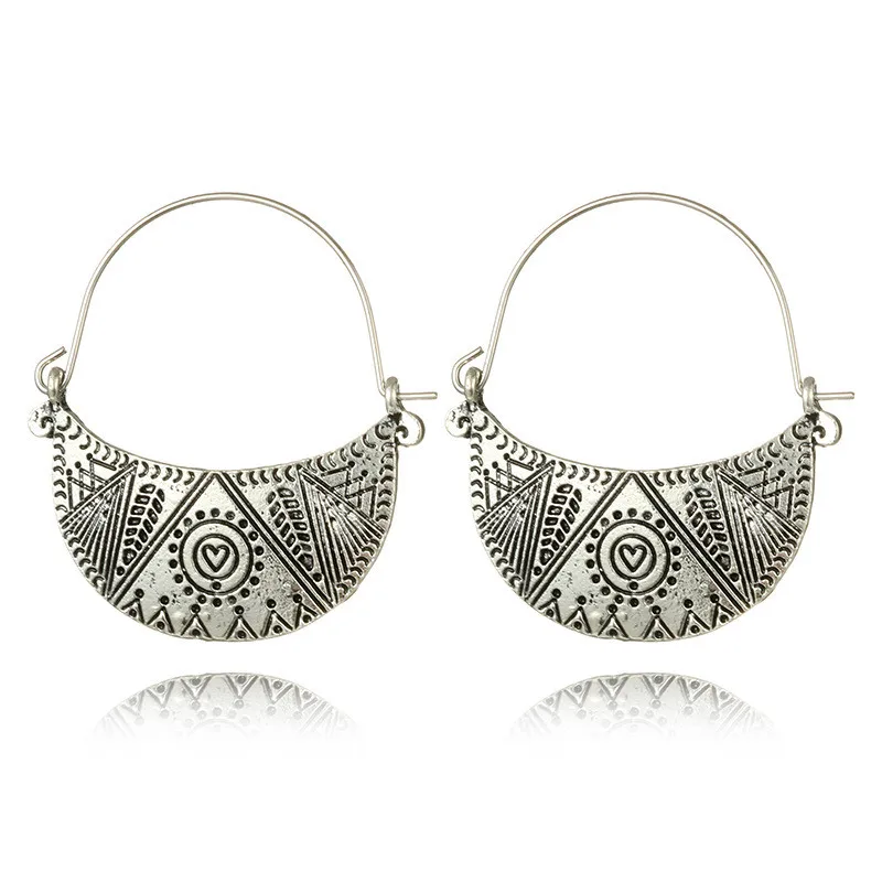 Винтажные серьги-подвески в стиле бохо античное серебро этнические серьги полые