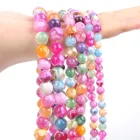 Бусины из натурального камня, многоцветные агатные круглые бусины россыпью с венами огненного дракона для изготовления ювелирных изделий, аксессуары для браслетов 6810 мм