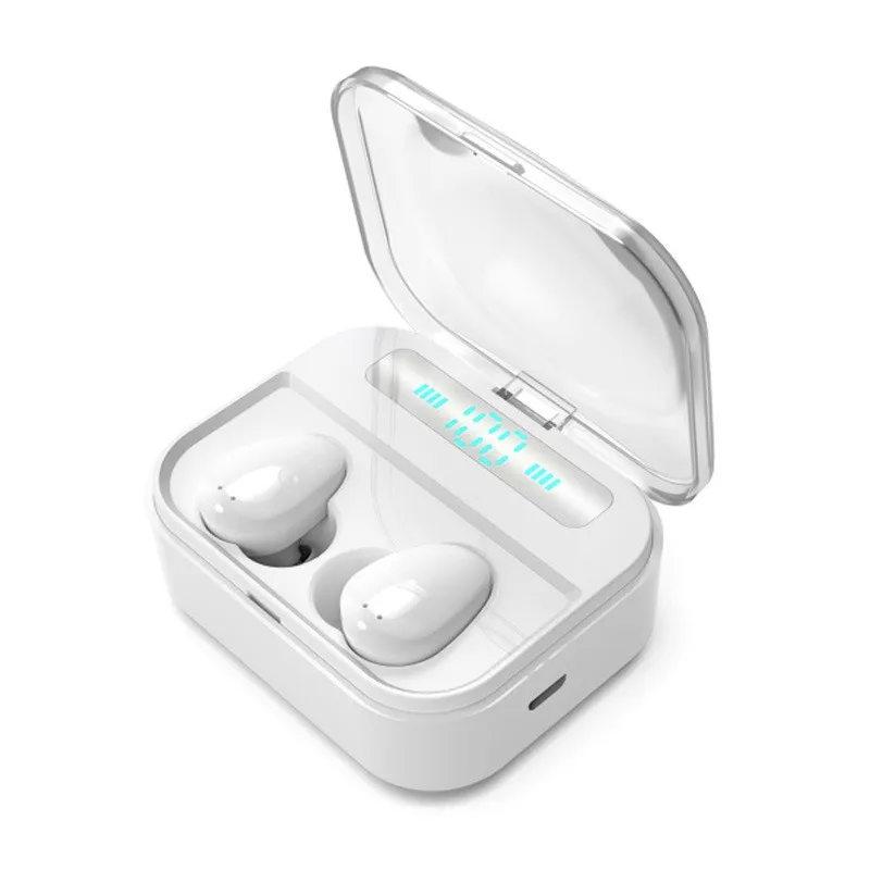 Белый TWS Bluetooth наушники со светодиодный дисплеем настоящие беспроводные наушники мини водонепроницаемые наушники с аккумулятором 3600 мАч - Цвет: Белый