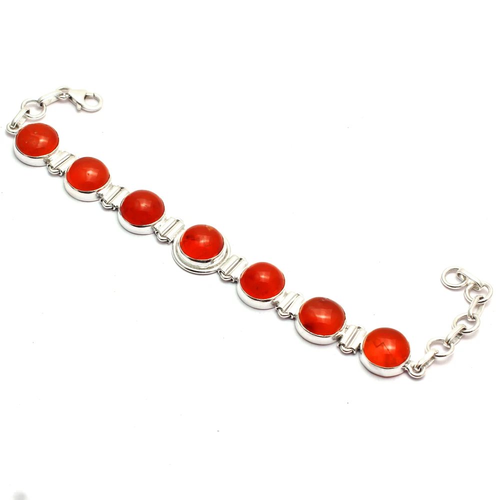 

Genuine Carnelian Bracelet 925 Sterling Silver, Women Fine Jewelry Gift, 2SBR0177