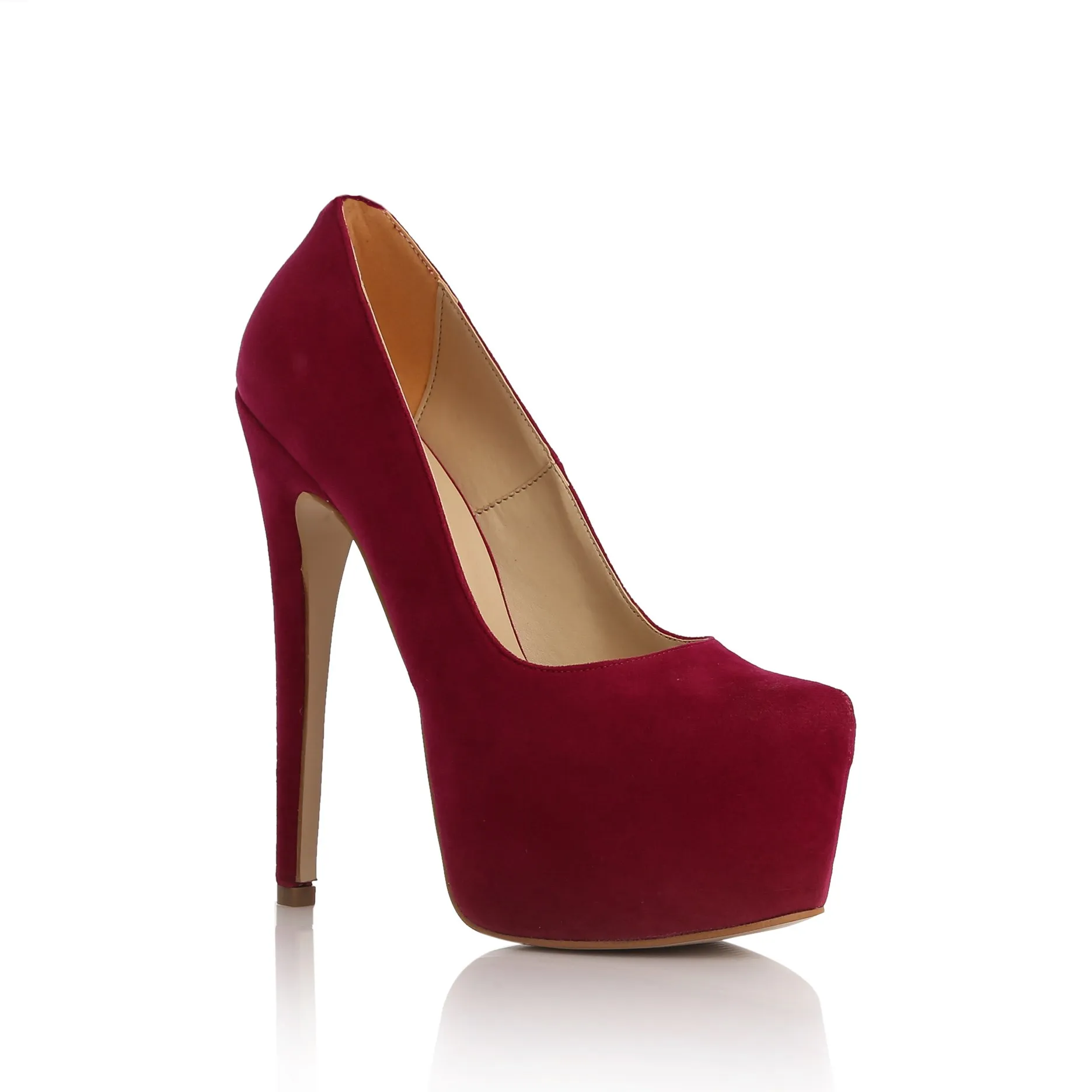 

Mst-029 Burgundy Suede New High heels shoes Women 'S Pumps Wedding party shoes Platform 14 cm