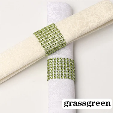 grassgreen 6 шт., кольца для салфеток, стулья, пряжки, вечерние свадебные украшения, блестящие украшения, банты со стразами, держатель для салфеток ручной работы - Цвет: grassgreen