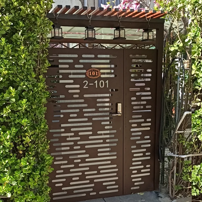 

Iron courtyard gate community outdoor villa gate modern laser cutting single and double open iron gate rural entrance door