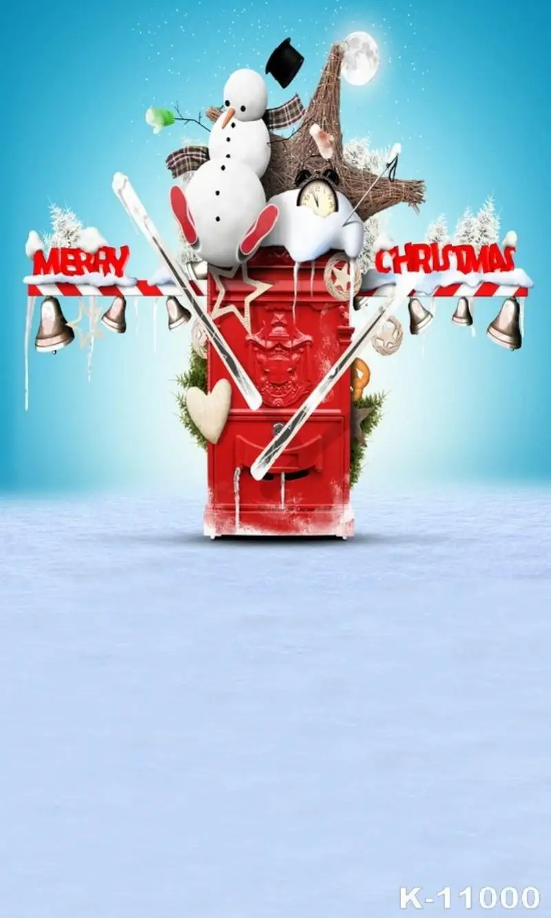 

Фон для студийной фотосъемки новорожденных с изображением снеговика пугала рождественской дороги знака