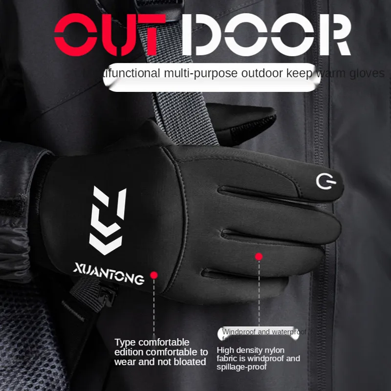 

2021 Daiwa Outdoor Fishing Winter Thermal Warm Touchscreen Cycling Bike Bicycle Ski SportMotorcycle Gloves Full Finger Man Women
