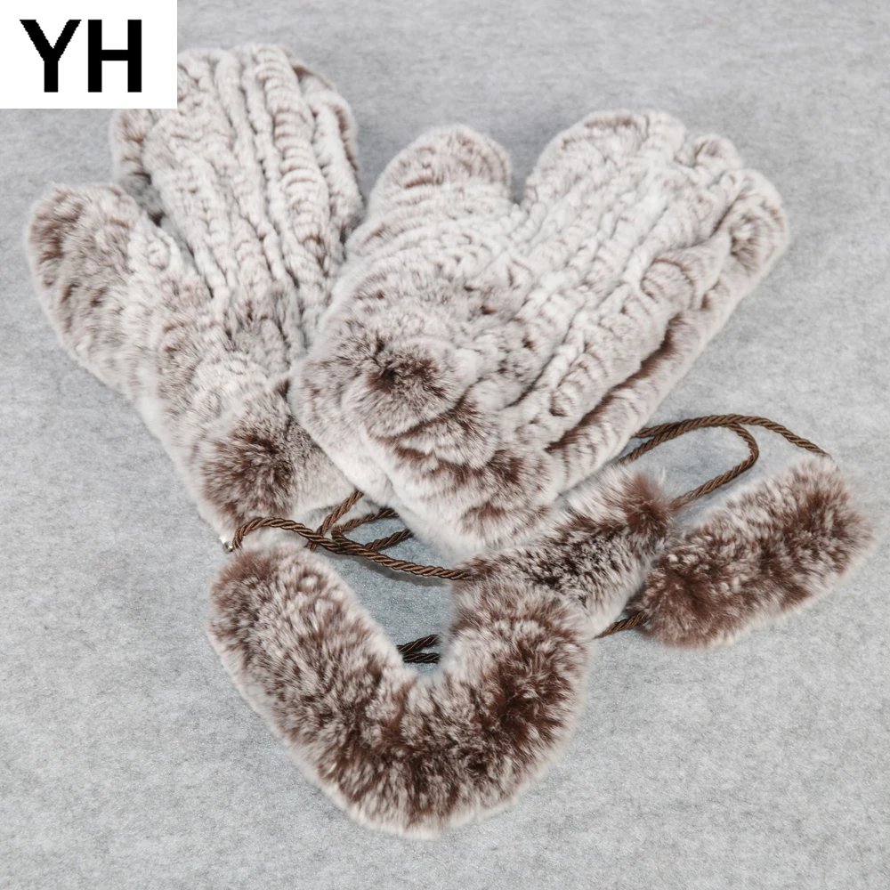 Горячая Распродажа зимние натуральный мех перчатки для женщин эластичные