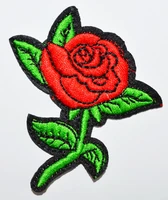 1x red rose flower floral retro boho appliques iron on patches size is about 15 8 5 size is about 6 4 7 cm