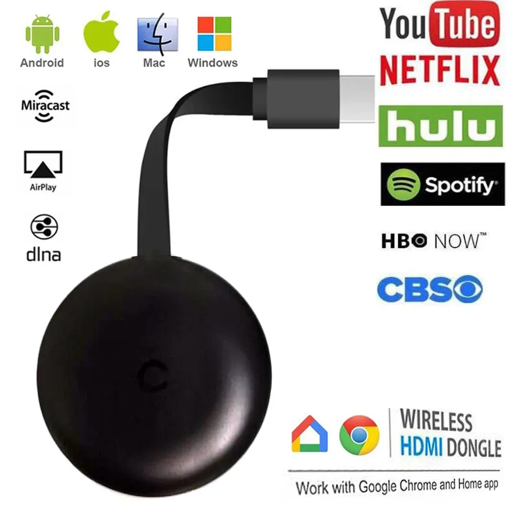 Wi Fi беспроводной дисплей Dongle TV Stick Full 1080P Chromecast Miracast DLNA Cast iOS/Android Chrome Google