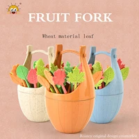 creative mini wooden barrel fruit fork set snack seaf dessert two tooth fork advertising customization kitchen supplies
