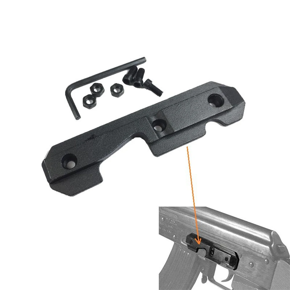 

Tactical AK Side Dovetail Mount Plate Rail Steel Heavy Duty with Bolts Fit 47 & 74 For Hunting Pistol Accessories