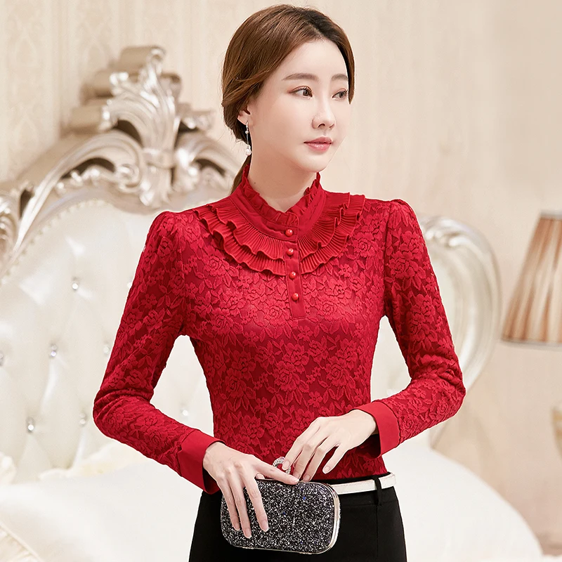 Для женщин s синие отвесные из кружевного топа с длинными рукавами теплые детские