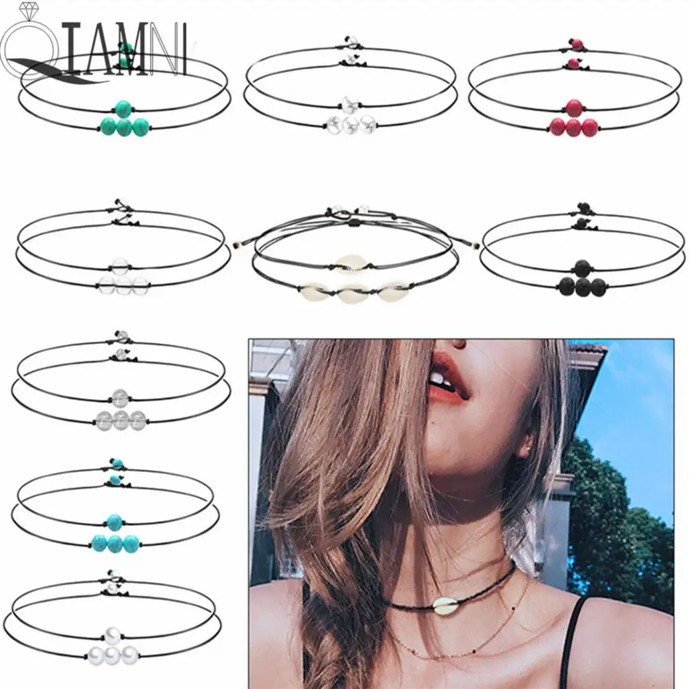 QIAMNI Boho раковины моллюсков Цепочки и ожерелья с изображением моря пляжа для Для